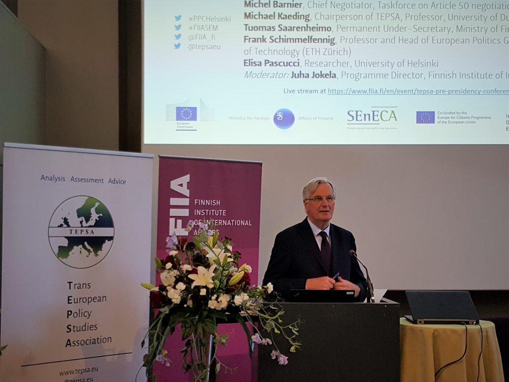 Michel Barnier holding Keynote Speech