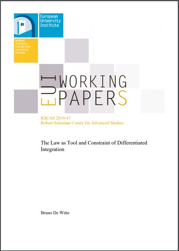 Publication Cover. Working Paper by Bruno De Witte